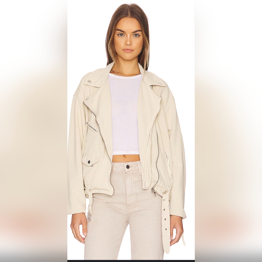 NWT Free People Rebel Rebel Knit Moto Jacket In Vanilla Creme